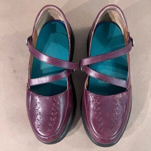 Dr.Comfort Burgundy Genuine Leather Platform Heel Marry Jane Betsy Shoes US 7.5